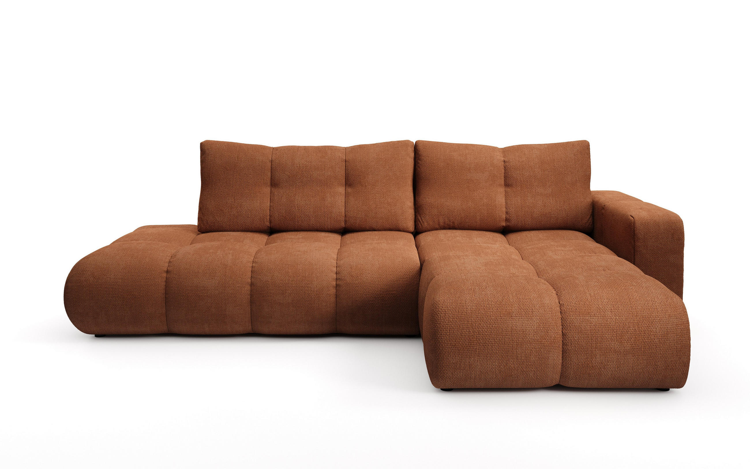 ECKSOFA DUCA R-S Orange Chenille mit Schlaffunktion - Orange, Holz (266.5/266.5cm) - MASSENO