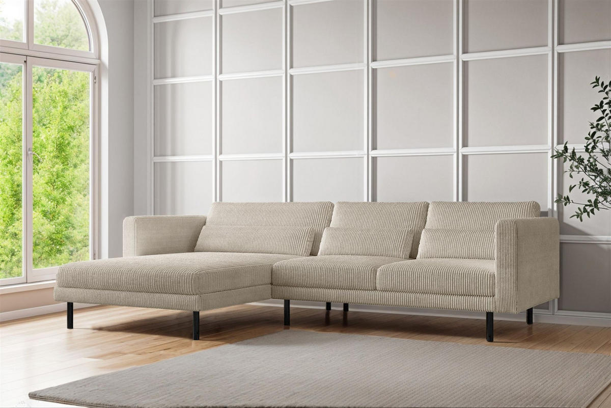 ECKSOFA Agada In Poso - Creme, Holzwerkstoff/Textil (281/174cm) - Fun Möbel