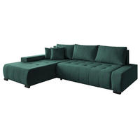 ECKSCHLAFSOFA Draco L Grün - Schwarz/Grün, Textil/Metall (268/183cm) - Beautysofa