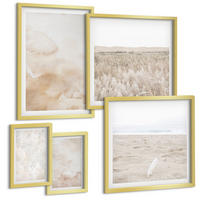 BILDER SET 5er Set - 50x50 cm & 20x30 cm & 40x60 cm Goldrahmen - Modische Pastelltexturen - Goldfarben, Kunststoff (40/60cm) - TULUP