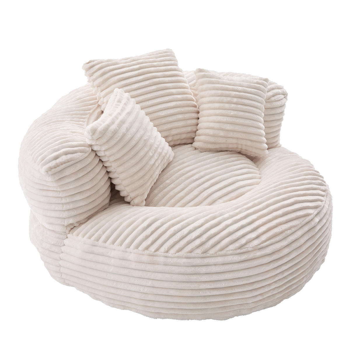 SITZSACK Cord,Sofa mit 3 extra Kopfkissen,Beige - Beige, Textil (108/52/108cm) - LVHOM