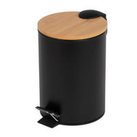 MÜLLEIMER Bambus Zetru 3 l - Schwarz, Metall (17/25/22cm) - NUXIO