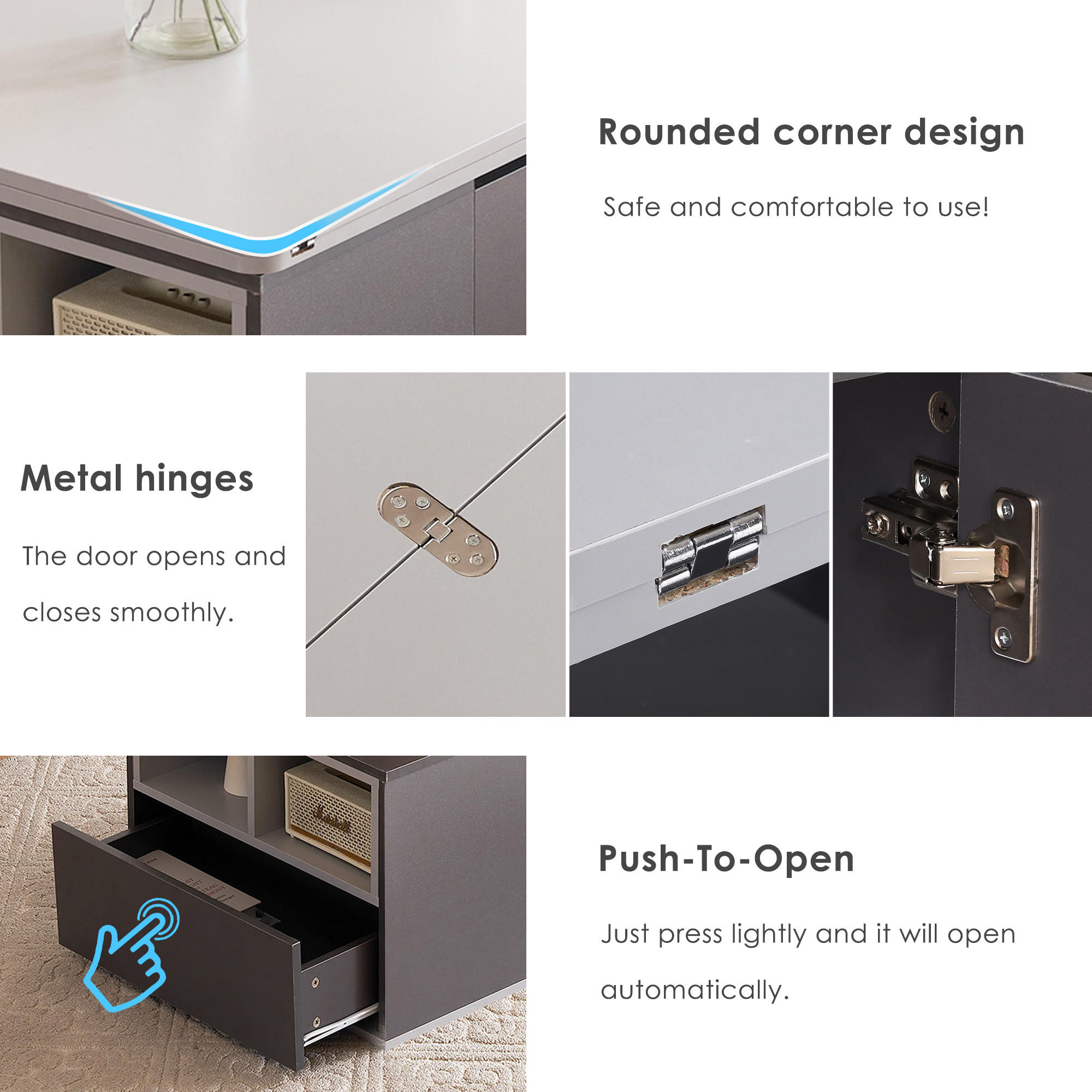 COUCHTISCH, höhenverstellbar, 2‑in‑1 Klapptisch mit Stauraum, 2 Schubladen, 100/51/47 cm, Grau - Grau, Holzwerkstoff (100/51/47cm) - Redom