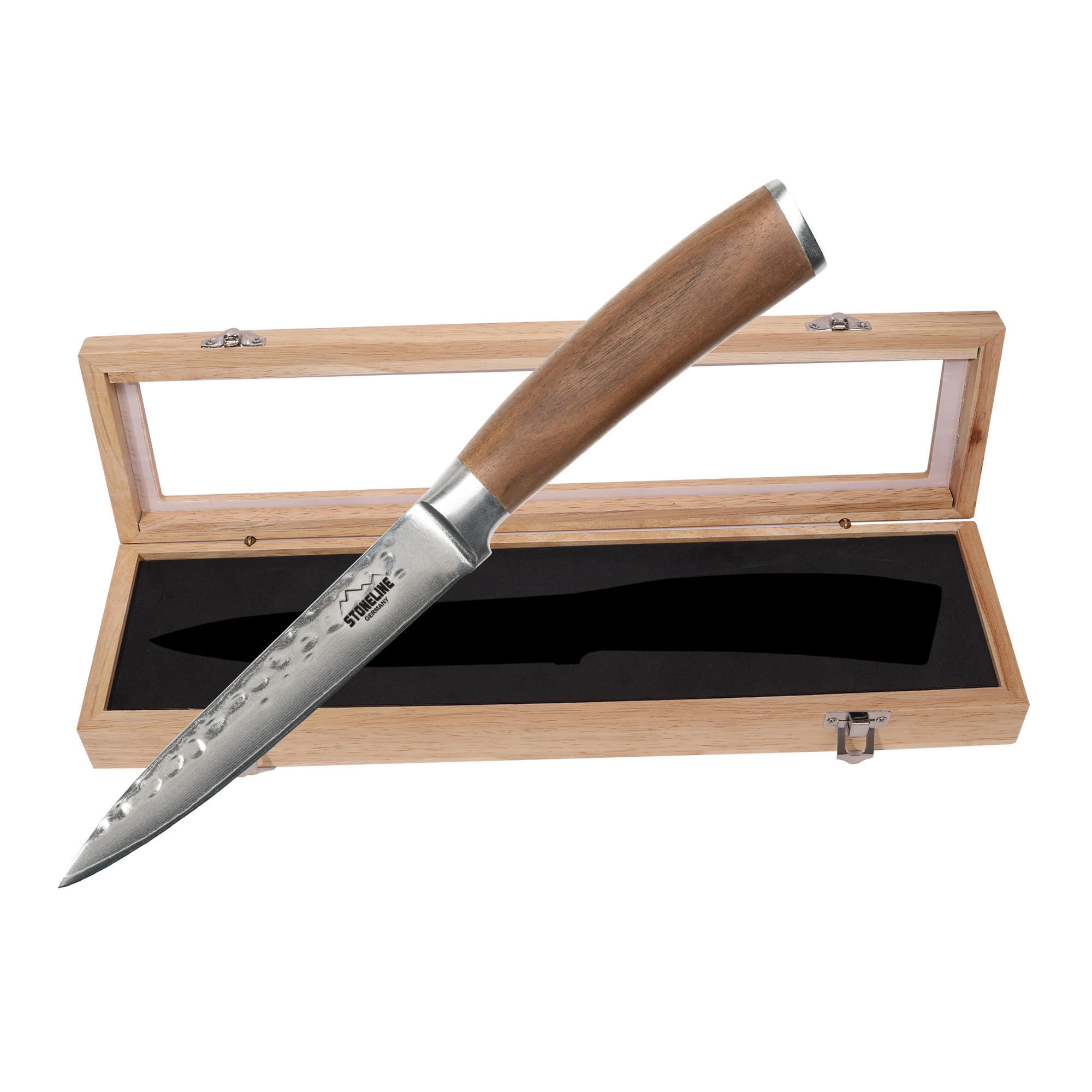 HAMMERSCHLAG DAMASTMESSER ALLZWECK-MESSER - Schwarz, Metall (12cm) - Stoneline