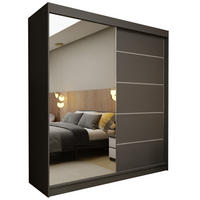 SCHWEBETÜRENSCHRANK MIRELLA 200/216/61 cm 2-türig mit Spiegel Grau - Grau, Holzwerkstoff (200/216/61cm) - MASSENO