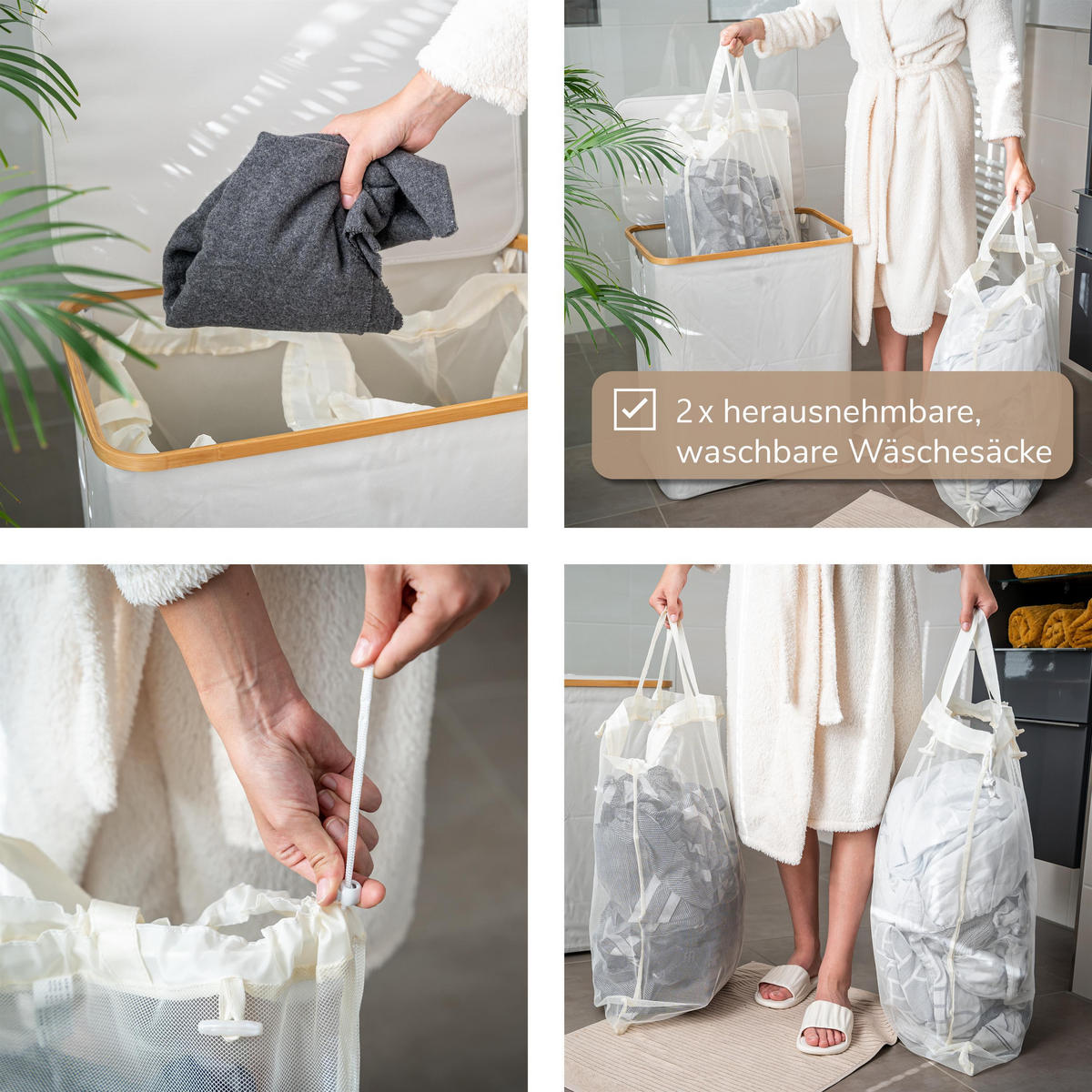 WÄSCHESAMMLER 145 Liter, beige - Beige, Textil (57.5/68/37.5cm) - bremermann