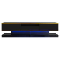 LOWBOARD 180/38/45 cm aus Holzwerkstoff mit LED-Beleuchtung Schwarz/Gold - Schwarz, Holzwerkstoff (180/45/38cm) - Modenvie