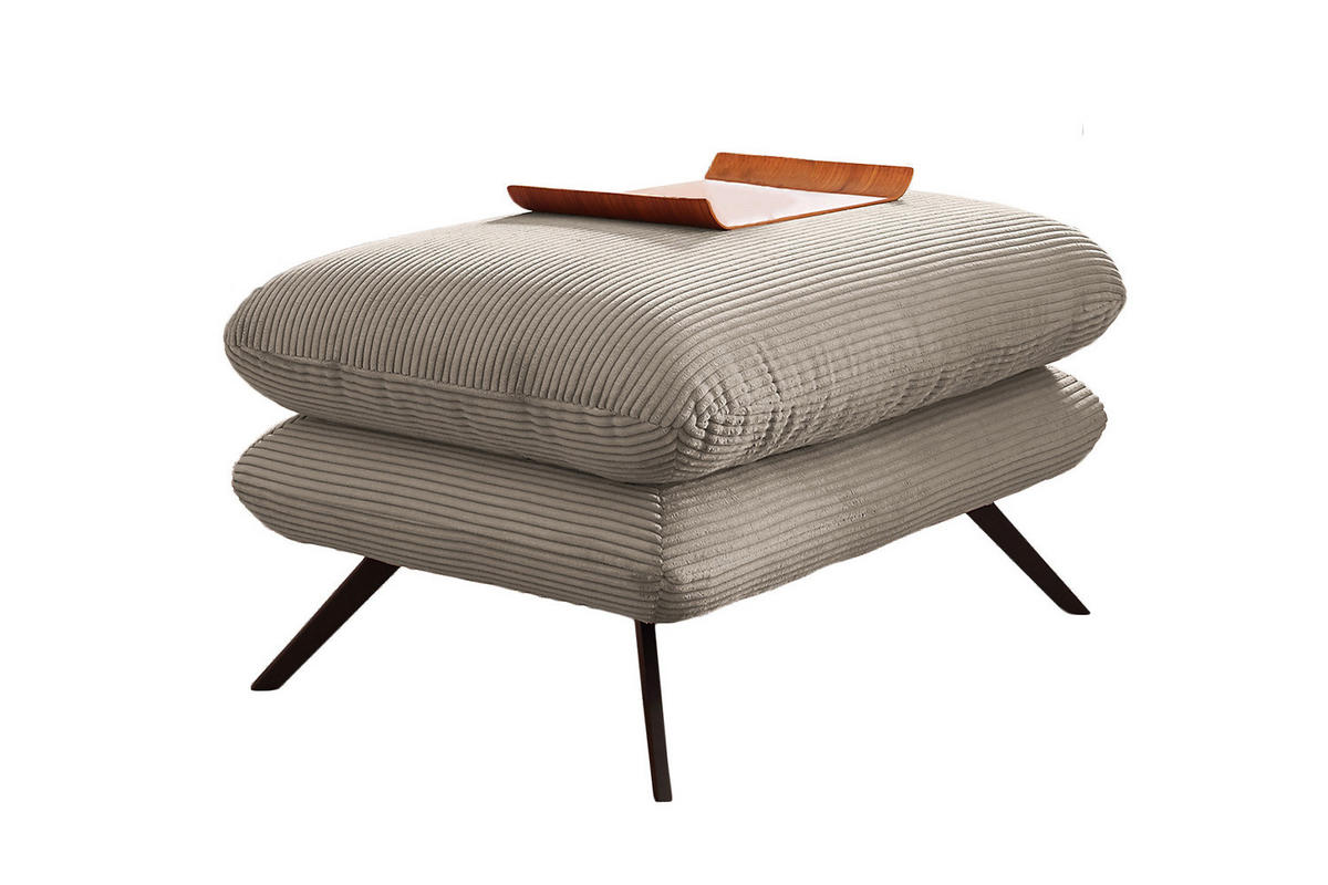HOCKERBANK CHARME Granit Cord - Greige, Textil (120/45/70cm) - KAWOLA