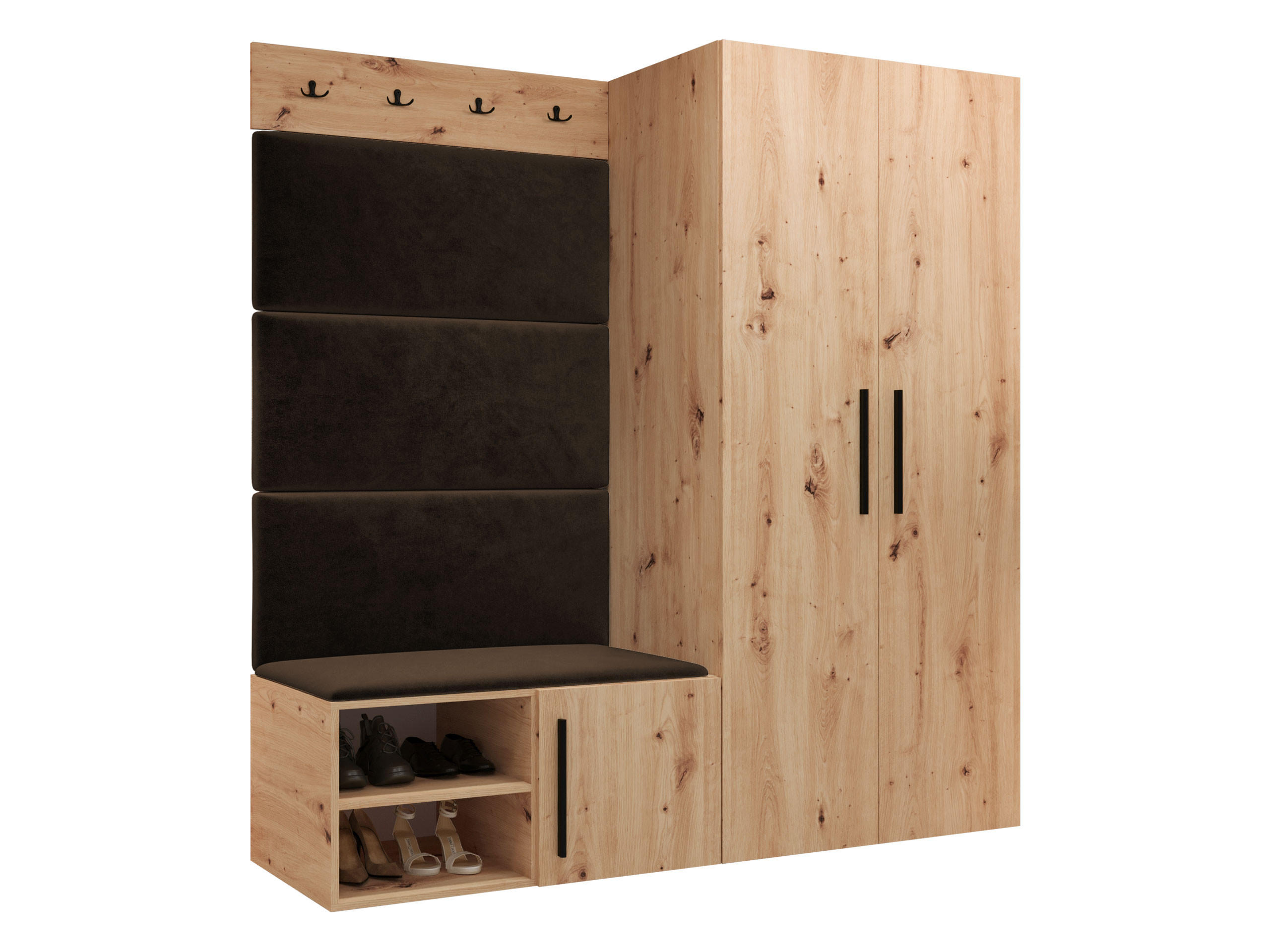 GARDEROBEN-SET Medi I - Schwarz/Braun, Holzwerkstoff/Kunststoff (80/191/50cm) - MIRJAN24