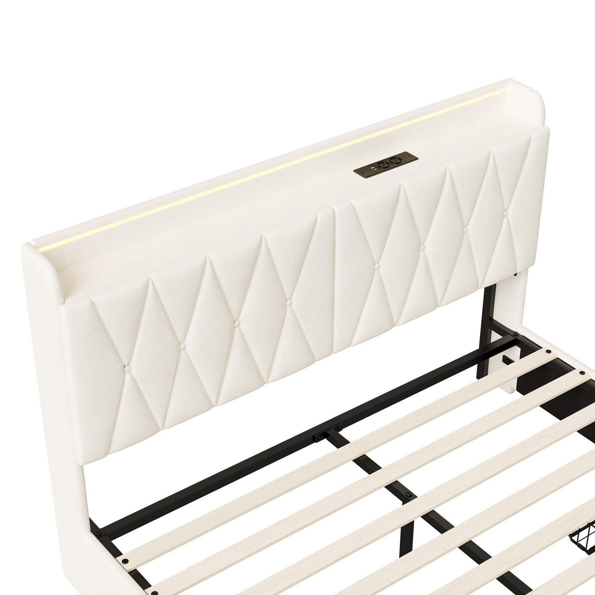 POLSTERBETT 140x190 cm Beige mit LED, USB & 3 Schubladen - Beige, Holz (140/190cm)