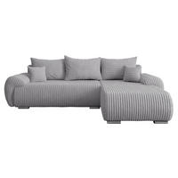 ECKSOFA Ubo L Cord, Seite: Rechts - Silberfarben/Hellgrau, Holz/Kunststoff (282/187cm) - MIRJAN24