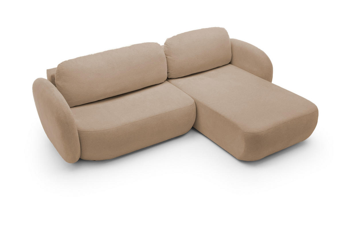 ECKSOFA OLIO L-Form Schlaffunktion mit Bettkasten, lose Rückenkissen, freistehend, RECHTS 248x174 cm Cappuccino - Cappuccino, Holz/Textil (248/174cm) - DomoHome