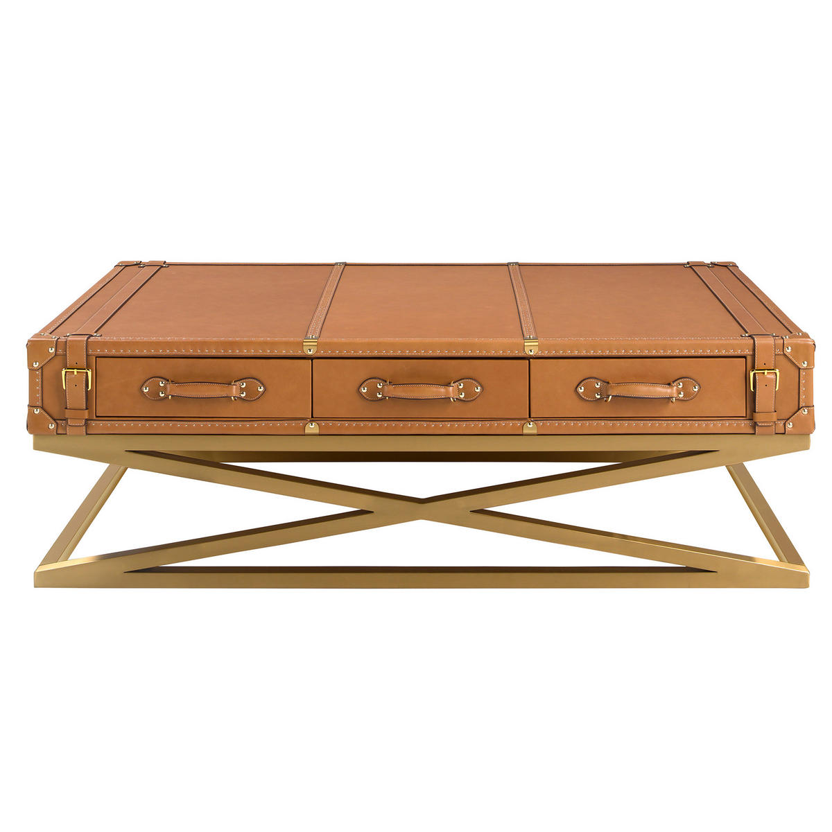 COUCHTISCH Rechteckig Kamel Gold 144/78/47 - Braun, Leder (78/144/47cm) - ANGEL CERDA