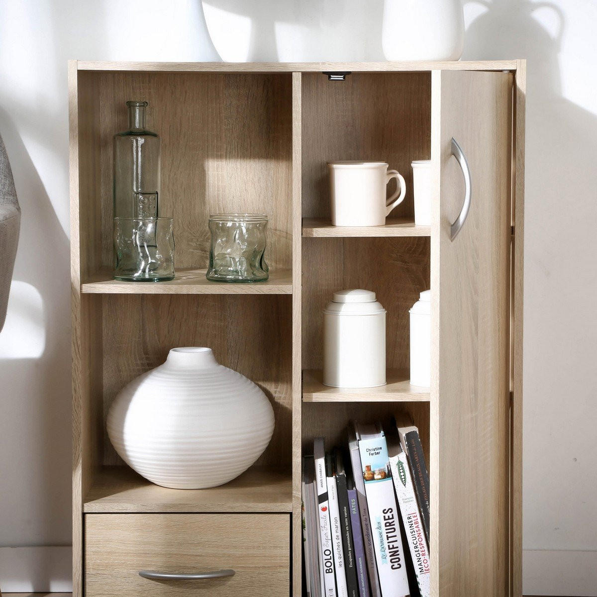 SCHRANK mit 2 Fächern, 1 Schublade und 1 Tür - Apfelbaumfarben, Holzwerkstoff (29.5/80/61.5cm) - Calicosy