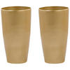 BLUMENTOPF 2er-Set gold rund 32/32/58 cm Tseria - Goldfarben, Stein (58cm) - Beliani