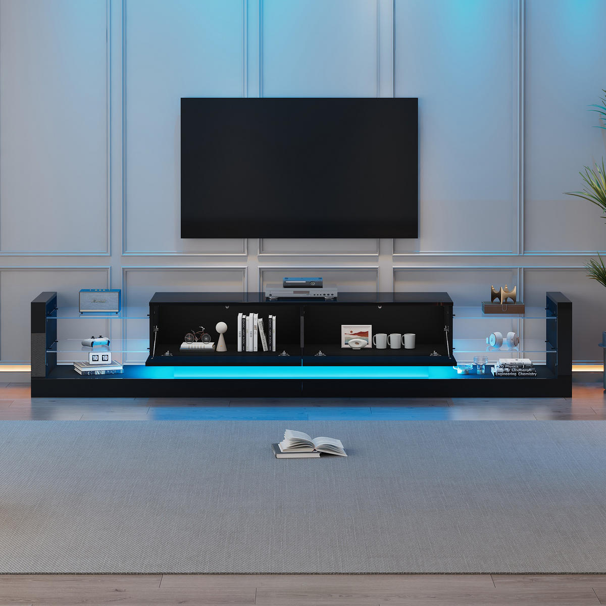TV-ELEMENT mit LED 181 cm Hochglanz Schwarz - Schwarz, Holzwerkstoff (38/38/181cm) - Beauniv