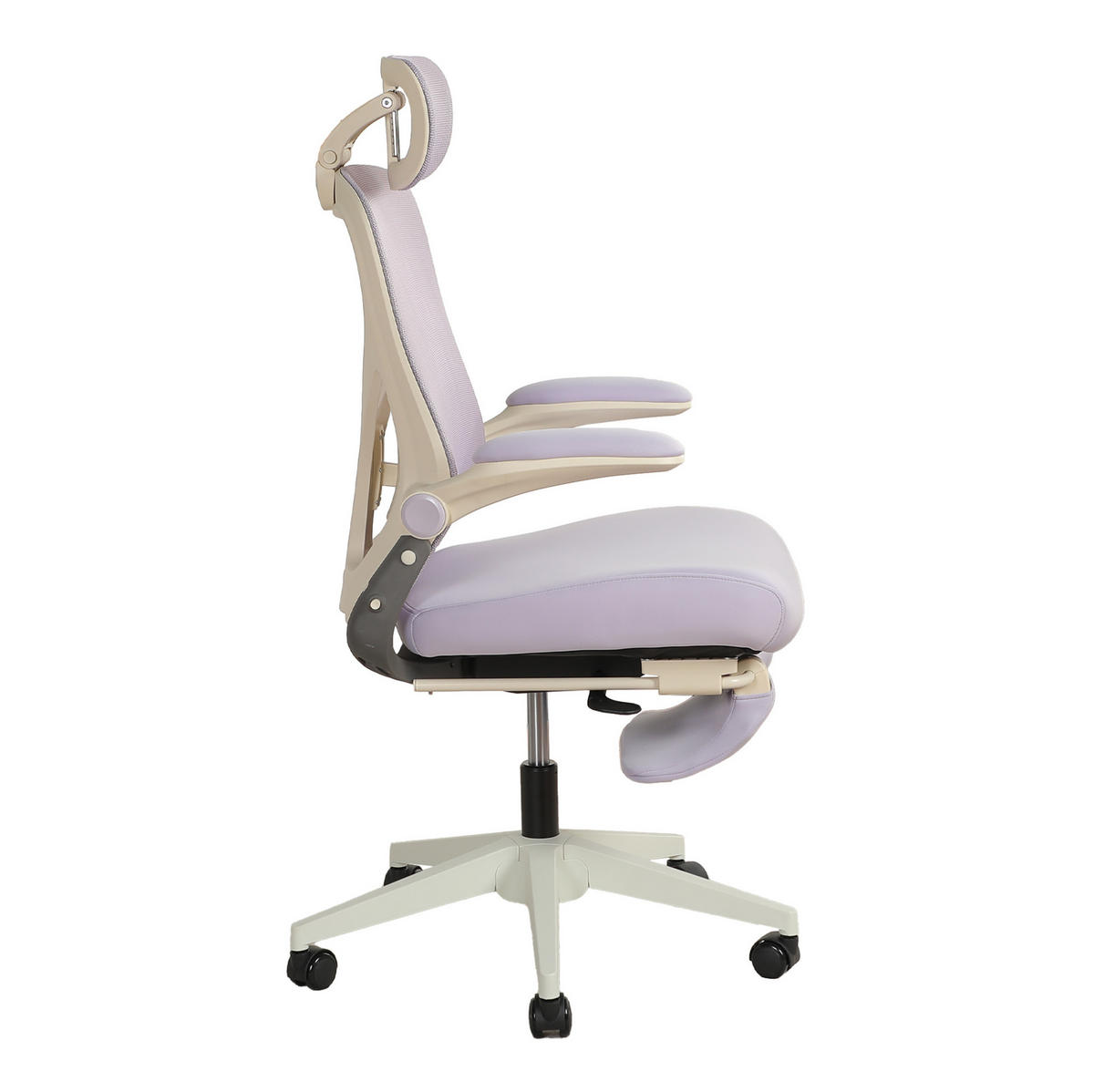 DREHSTUHL 67/67/129 cm violett aus Schaumstoff mit Kopfstütze und Neigefunktion - Lila, Kunststoff (62/129/48.5cm) - OKWISH
