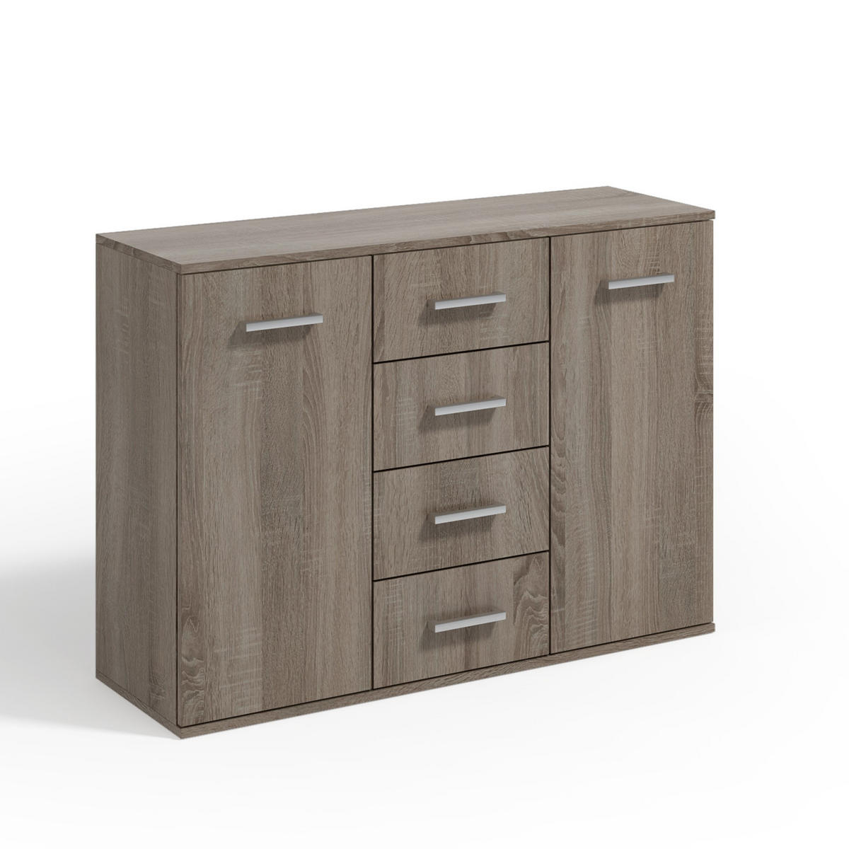KOMMODE GIACOMO II 112/85/33 cm mit 4 Schubladen 2 Türen Trüffeleichefarben - Trüffeleichefarben, Holzwerkstoff (112/85/33cm) - MASSENO