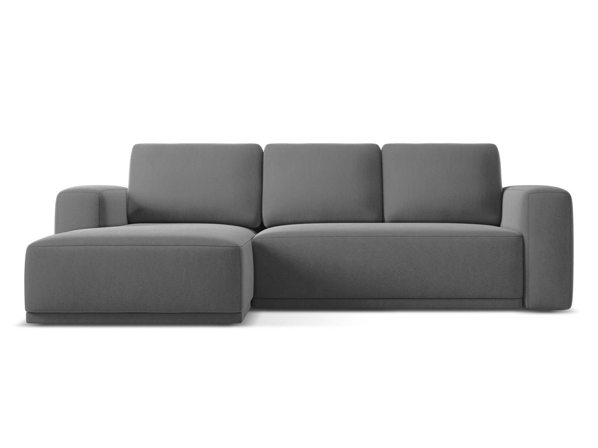 ECKSOFA mit Schlaffunktion Samt Stoff Grau - Schwarz/Grau, Kunststoff/Textil (258/160cm) - Makamii