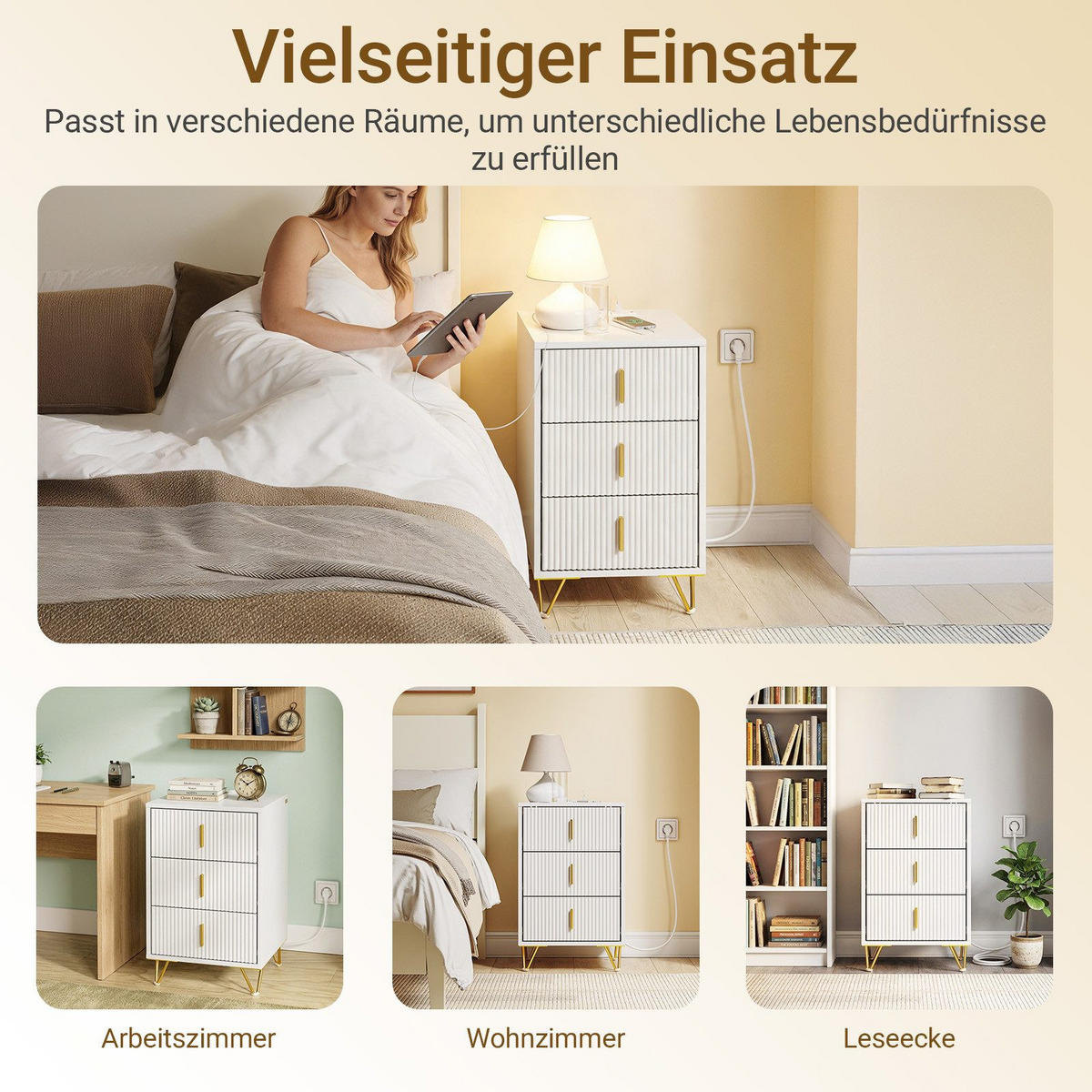 NATTBORD Vit 64x40x40cm - Vit, Träbaserade material (40/64/40cm) - SoBuy
