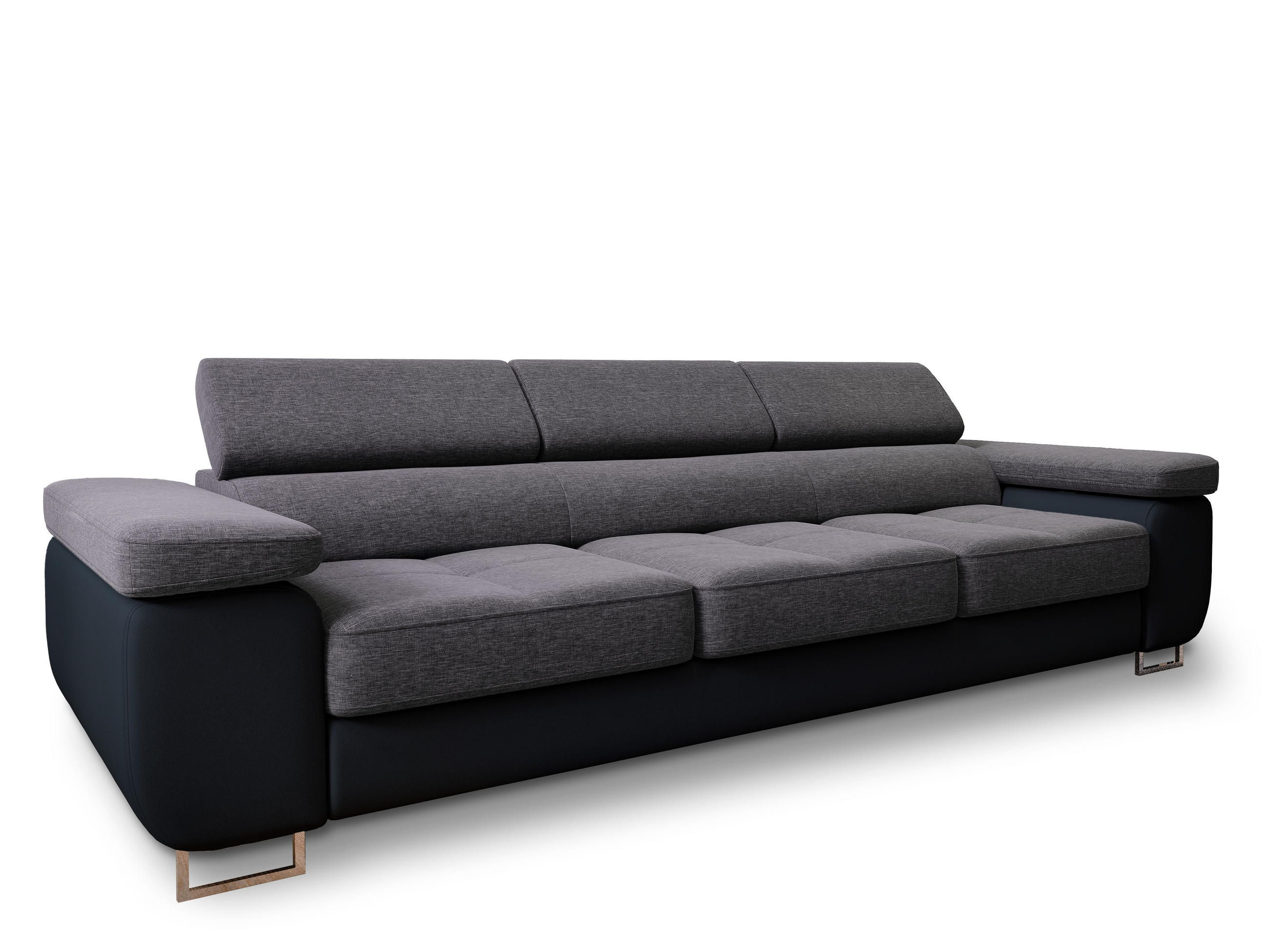 SCHLAFSOFA MOSINE Grau Velours-Stoff mit Schlaffunktion - Schwarz/Grau, Holz (276/98/87cm) - MASSENO