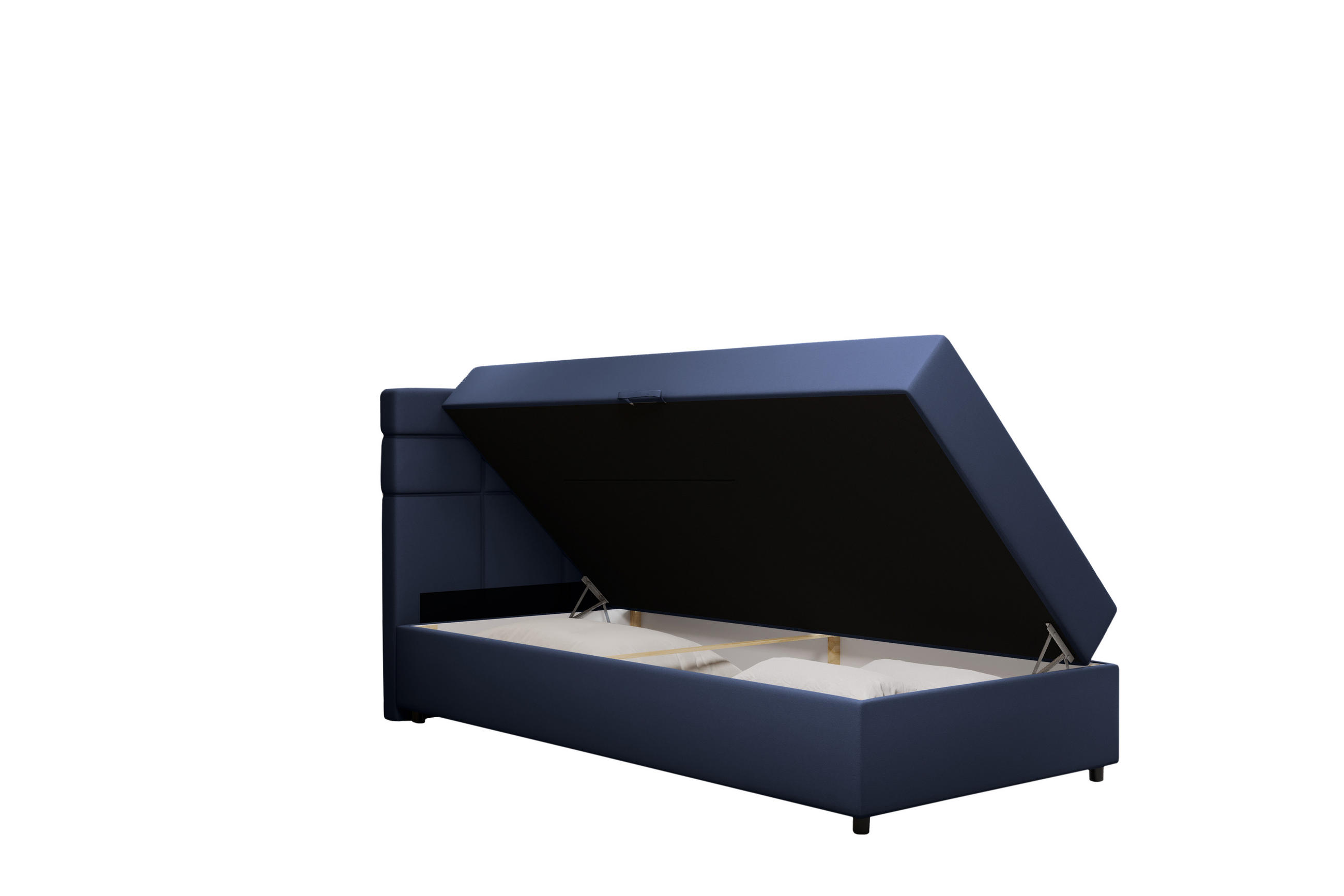 BOXBETT Reve 100 x 200 cm mit Bettkasten und Lattenrost ohne matratze - dunkelblau - Dunkelblau, Holz (100/200cm) - Panda Möbel