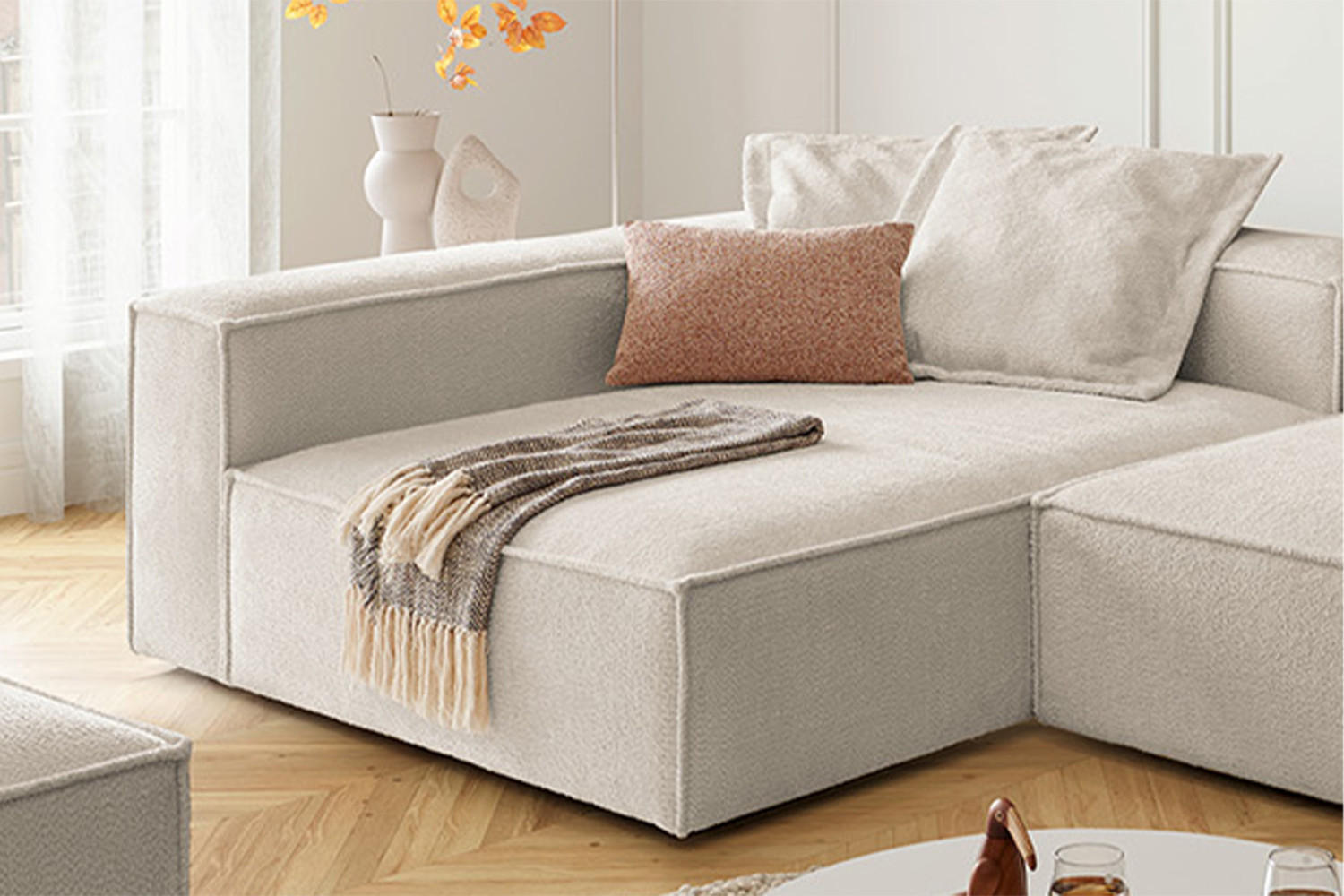 ECKSOFA CARMO Weiß Flachgewebe - Schwarz/Weiß, Kunststoff/Textil (306/191cm) - KAWOLA