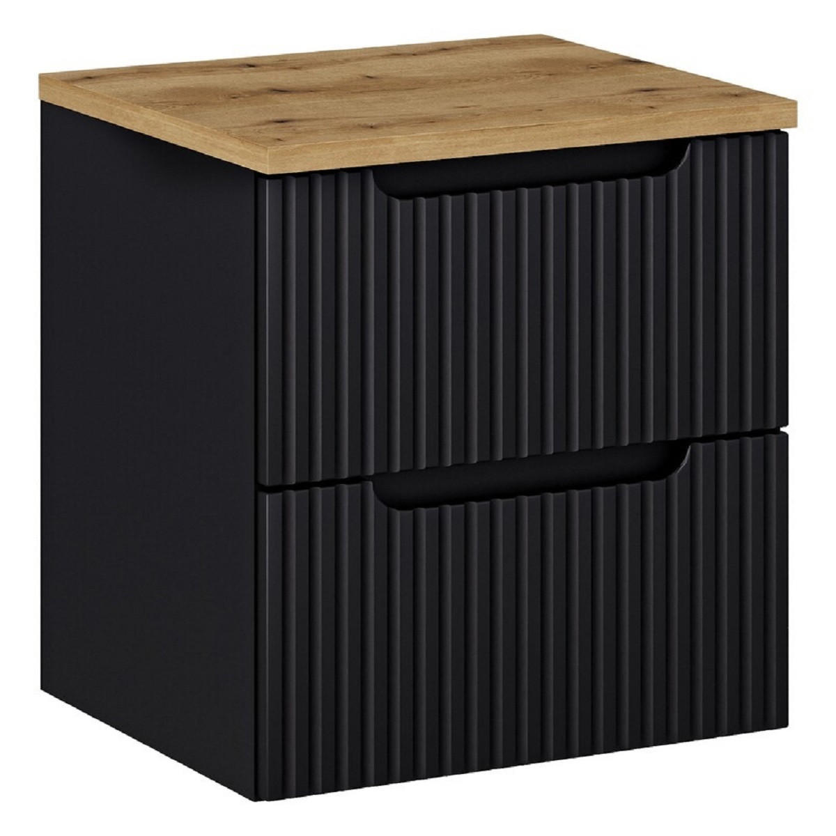 Milaros Markt Waschtischunterschrank Schwarz, Eiche Artisan 50x57x40 cm