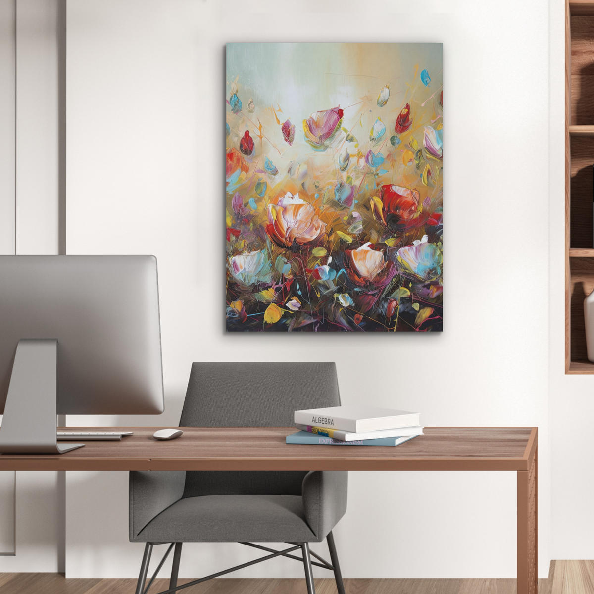 AKUSTIKPANEEL Blumen - Kunst - Natur - Ölgemälde 60x80 cm - Multicolor, Textil (60/0.9/80cm) - MuchoWow
