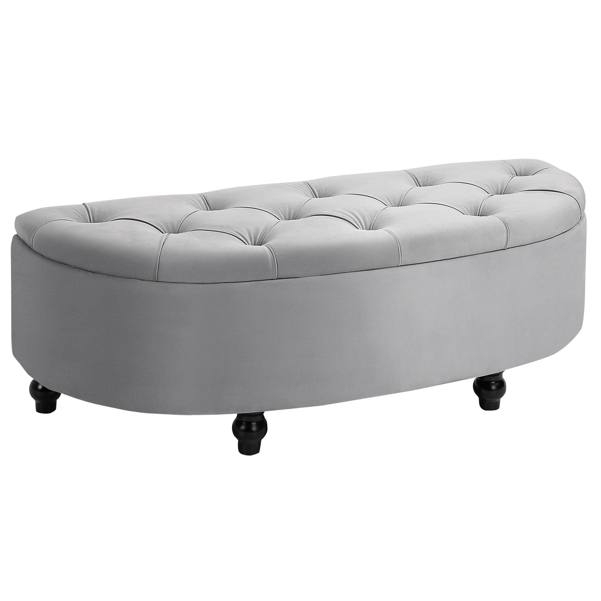 TRUHENBANK DE-07176 Samtoptik, Holzbeine Grau - Grau, Holz/Textil (46/42/120cm) - ComfortXL
