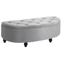 TRUHENBANK DE-07176 Samtoptik, Holzbeine Grau - Grau, Holz/Textil (46/42/120cm) - ComfortXL
