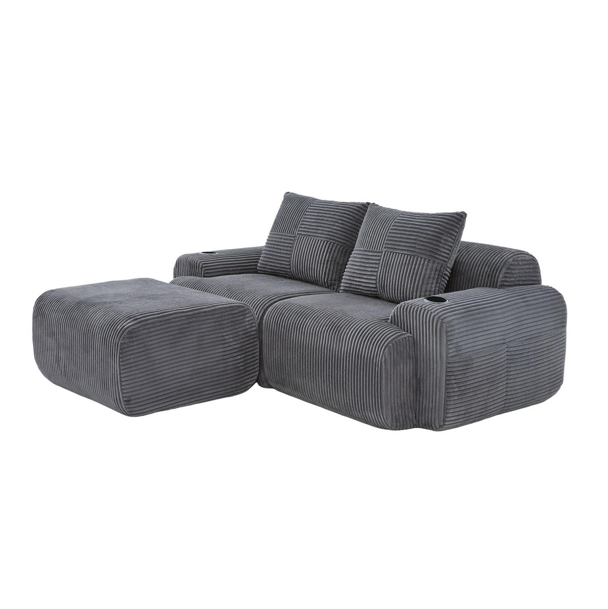 SOFA modular 2-Sitzer 200 x 174 cm Cord Dark Gray - Dunkelgrau, Kunststoff (174/200.1cm) - Meubliv