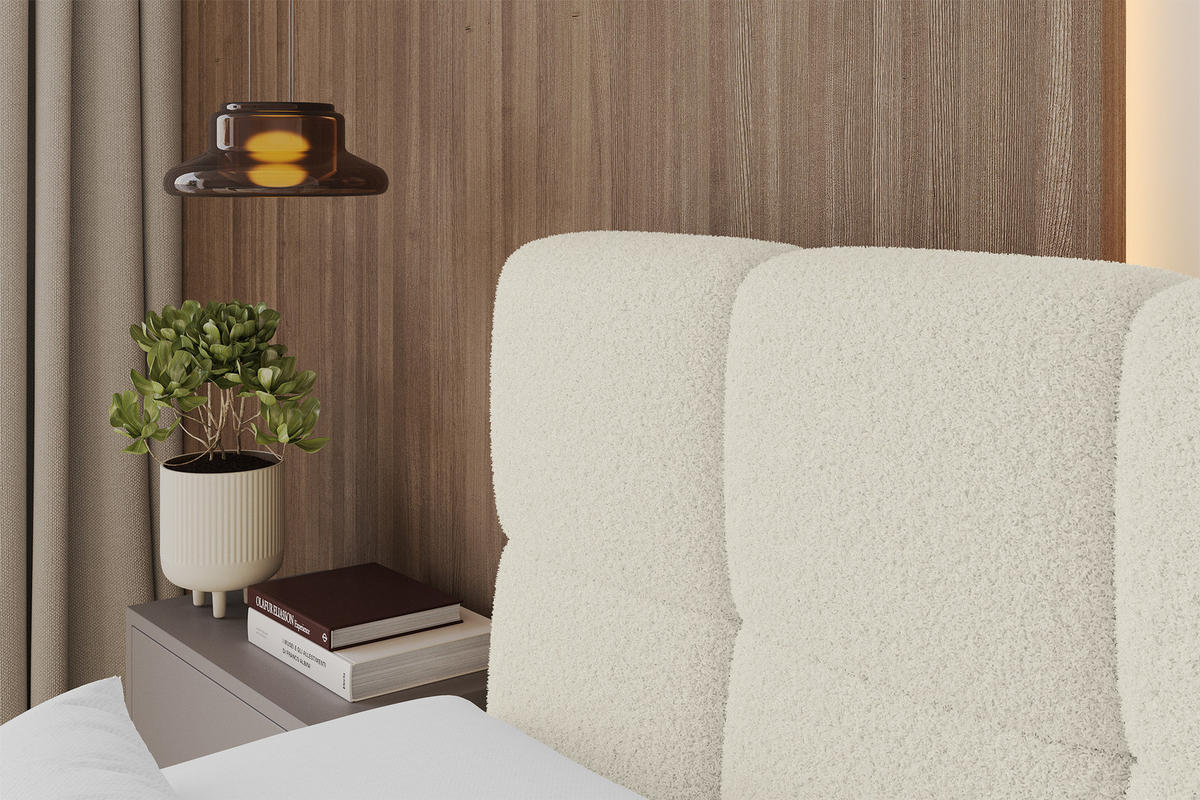 BOXBETT mit Matratze H4 - FAMA - 120x200 cm Beige Quelle - Sandfarben, Holzwerkstoff (120/200cm) - ALTDECOR