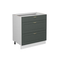 BADSCHRANK Fame-Line Grün-Gold Landhaus 80 x 82 cm mit 3 Schubladen ohne AP - Weiß/Grün, Holzwerkstoff (80/82/51.6cm) - Vicco