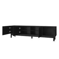 TV Lowboard 4 Türen, verstellbare Einlegeböden, Schwarz - Schwarz, Holz (169/45/34cm)