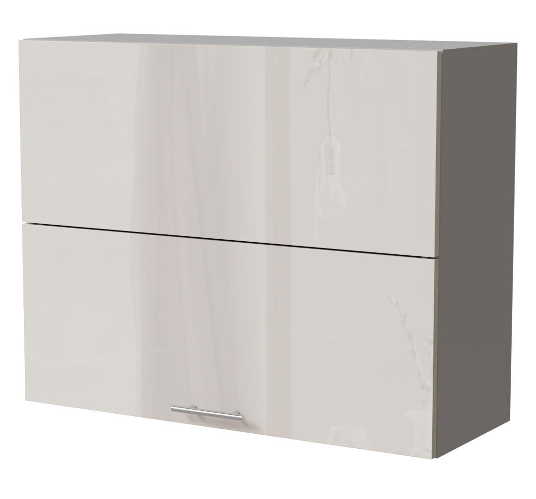 KLAPPHÄNGESCHRANK Brerra W8B/90-AV Grau / RAL 9001 creme Hochglanz 90 / 32,5 / 72cm - Creme/Grau, Holz/Holzwerkstoff (90/72/32.5cm) - Feldmann-Wohnen