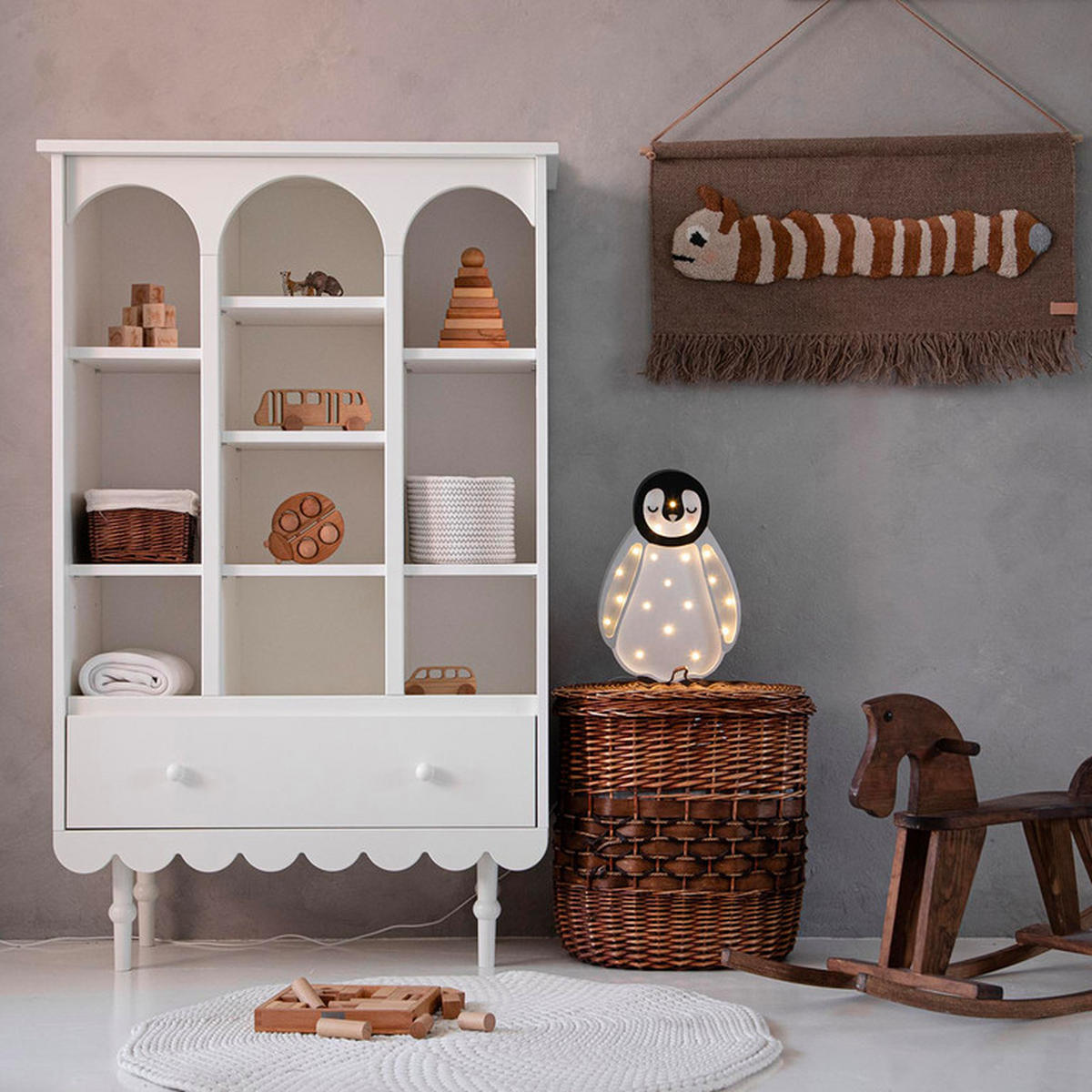 KNIHOVNA Babushka Bílá - bílá, kompozitní dřevo (84/140/35cm) - Petits-meubles