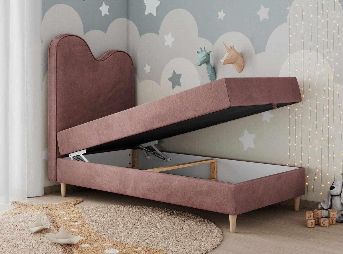 BOXBETT FLOW 90/180 Rosa Velvet hydrophob - H3 - Rosa, Holz/Textil (90/180cm) - MKS