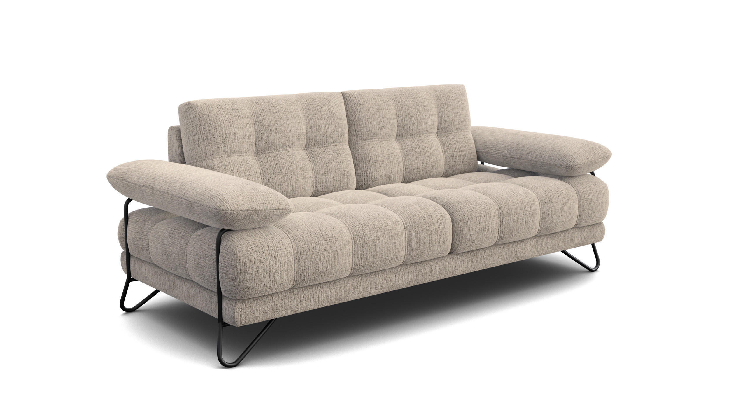 SOFA BUBBARA 2,5-Sitzer, beige - Beige/Schwarz, Holz/Textil (215/87/96cm) - Courtois Laville