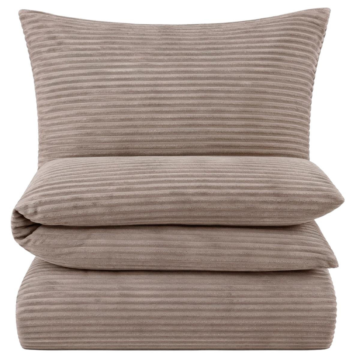 WINTER-BETTWÄSCHE 135x200 Cashmere Touch - Warme Plüsch Rip Cord Kuschelbettwäsche - Taupe - Taupe, Textil (135/200cm) - Carpe Sonno