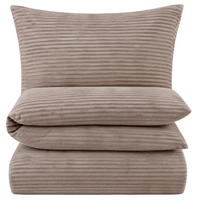 WINTER-BETTWÄSCHE 135x200 Cashmere Touch - Warme Plüsch Rip Cord Kuschelbettwäsche - Taupe - Taupe, Textil (135/200cm) - Carpe Sonno