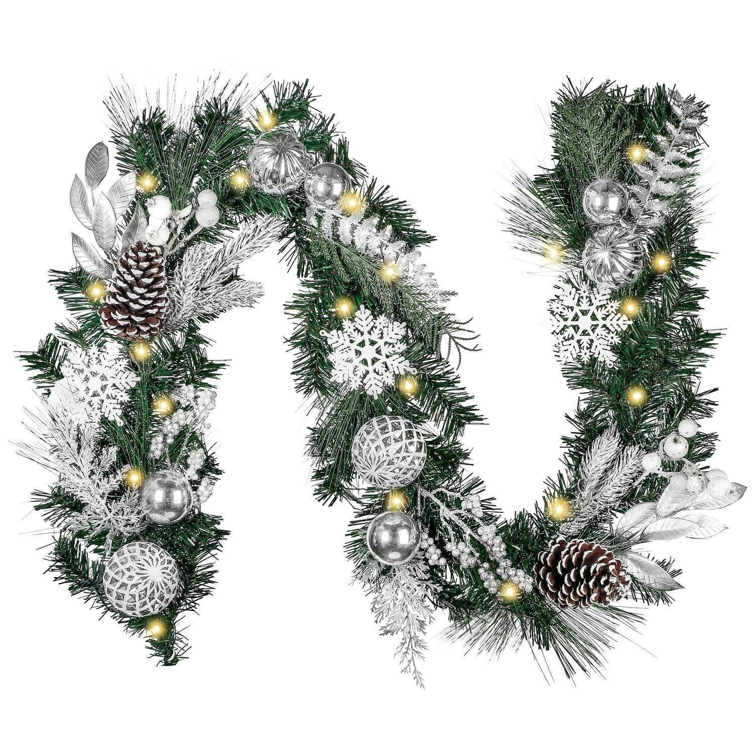WEIHNACHTSGIRLANDE mit Beleuchtung 183 cm Silber Weiß - Multicolor, Kunststoff (183cm)