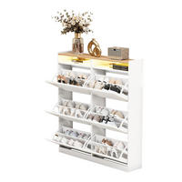 SCHUHSCHRANK Modern mit LED Weiß Natural 120x24x130cm - Multicolor, Holzwerkstoff (24/130/120cm) - FLIEKS