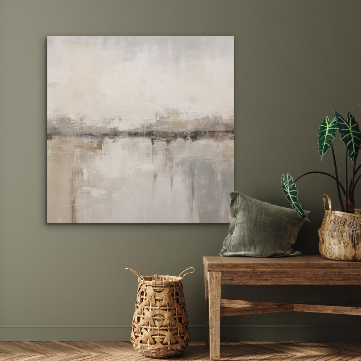 AKUSTIKPANEEL Moderne Kunst - Abstrakt - Beige 90x90 cm - Beige, Textil (90/0.9/90cm) - MuchoWow