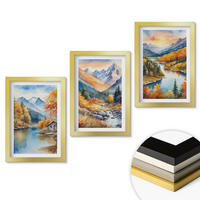 WANDBILDER 3er Set - 20x30 cm Goldrahmen - Berglandschaft, Fluss, Herbst - Goldfarben, Kunststoff (20/30cm) - ArtPrintCave