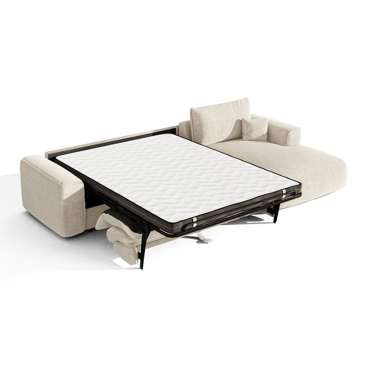 ECKSOFA rechtwinklig COMO Bouclé-Stoff Creme 300cm - Creme, Textil (300/165cm) - Premium Interiors