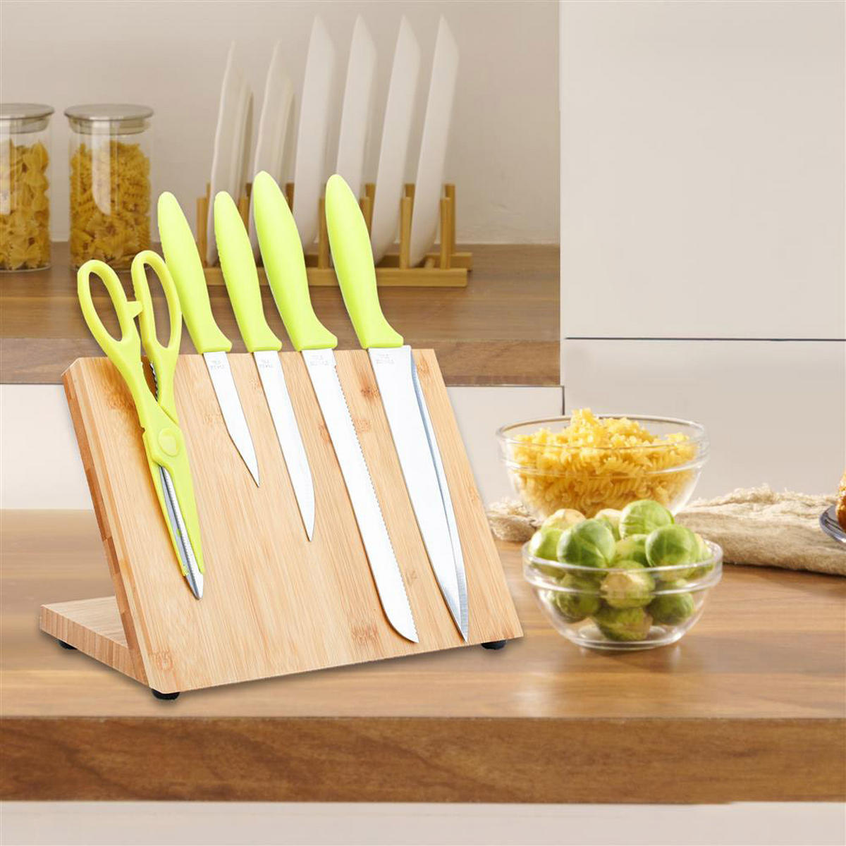 MESSERBRETT/BLOCK magnetisch - Braun, Holz (18/19/30cm) - Intirilife