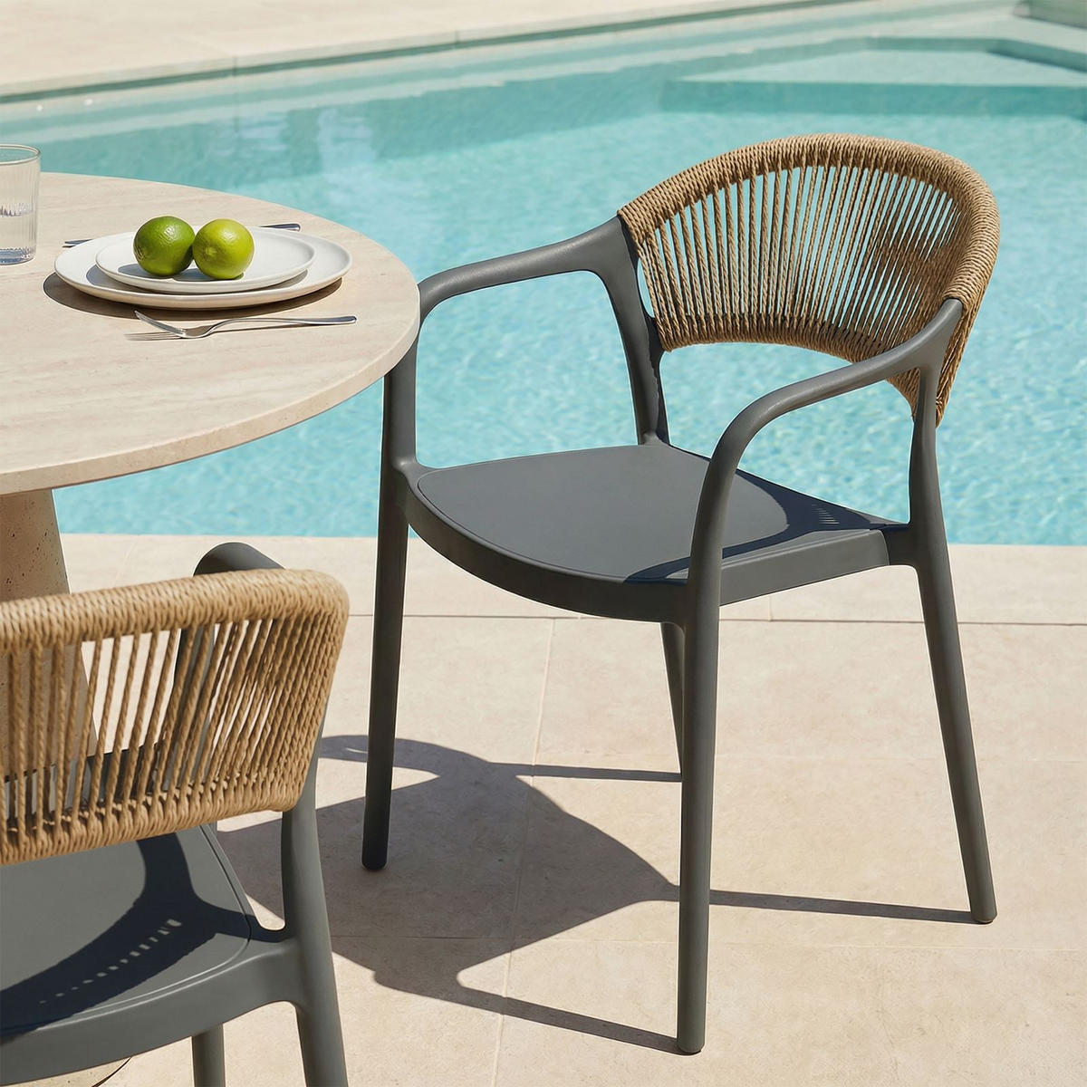 GARTENSTUHL NARCISO 6er-Set grau - Grau, Textil (52/80/42cm) - IDIMEX