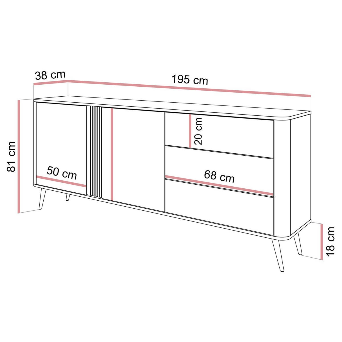 KOMMODE TWILIGHT 2D3S mit Schubladen - Eichefarben, Holzwerkstoff (163/81/38cm) - Lookway