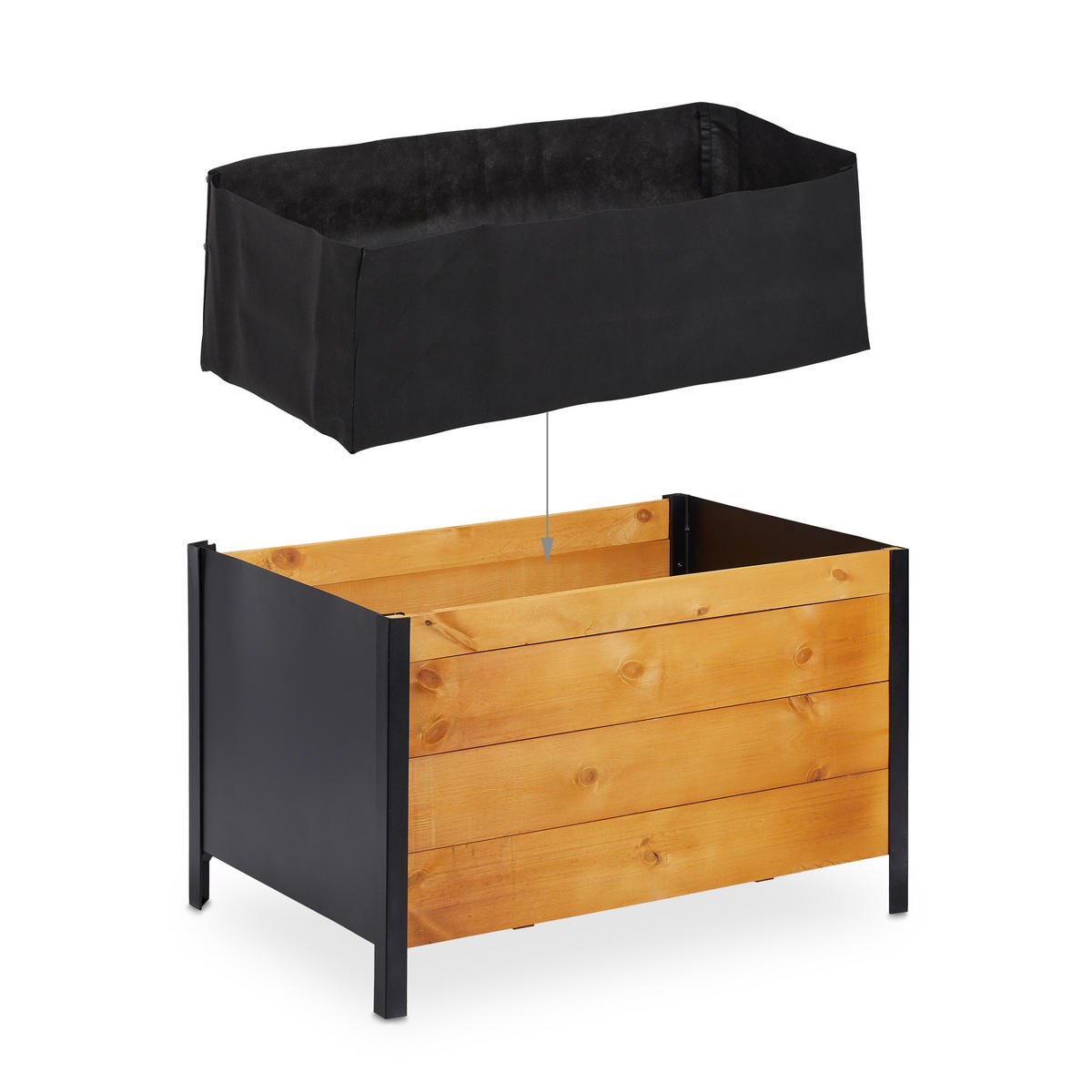 HOCHBEET - Multicolor, Holz/Textil (78/48/51cm) - Relaxdays